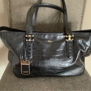 LAUREN RALPH LAUREN Black Snakeskin Bag